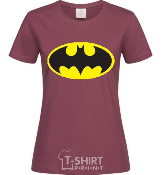 Women's T-shirt BATMAN original logo burgundy фото