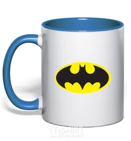 Mug with a colored handle BATMAN original logo royal-blue фото