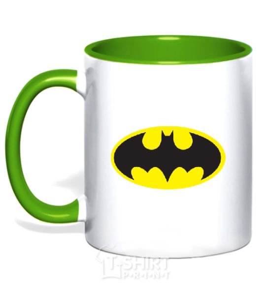 Mug with a colored handle BATMAN original logo kelly-green фото