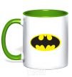 Mug with a colored handle BATMAN original logo kelly-green фото