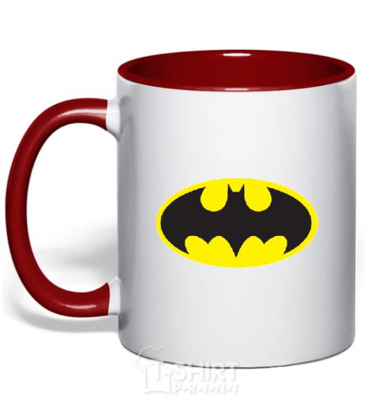 Mug with a colored handle BATMAN original logo red фото