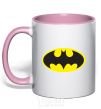 Mug with a colored handle BATMAN original logo light-pink фото