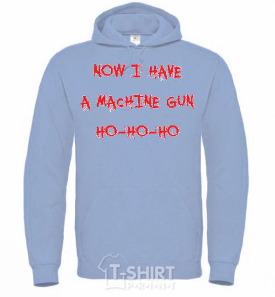 Men`s hoodie MACHINE GUN sky-blue фото
