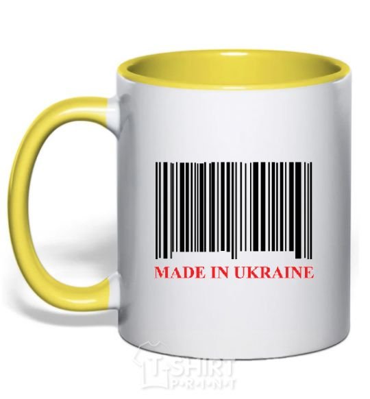 Mug with a colored handle Made in Ukraine yellow фото