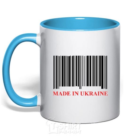 Mug with a colored handle Made in Ukraine sky-blue фото