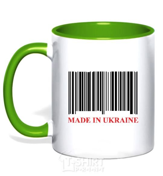 Mug with a colored handle Made in Ukraine kelly-green фото