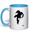 Mug with a colored handle AMY WINEHOUSE PORTRAIT sky-blue фото