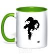 Mug with a colored handle AMY WINEHOUSE PORTRAIT kelly-green фото