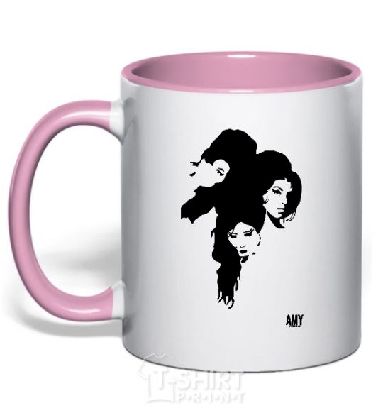 Mug with a colored handle AMY WINEHOUSE PORTRAIT light-pink фото