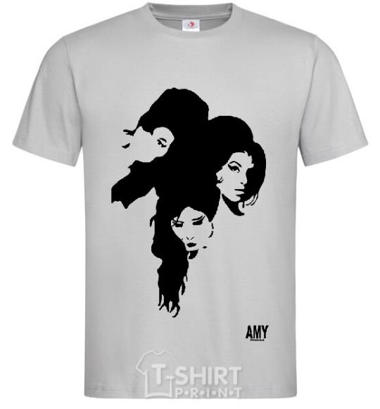 Men's T-Shirt AMY WINEHOUSE PORTRAIT grey фото