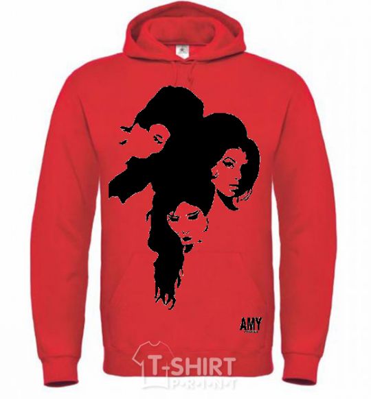 Men`s hoodie AMY WINEHOUSE PORTRAIT bright-red фото