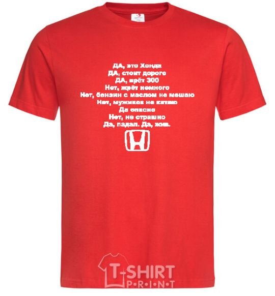 Men's T-Shirt HONDA red фото