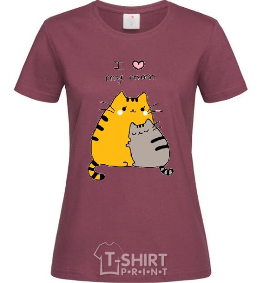 Women's T-shirt I love my mum burgundy фото