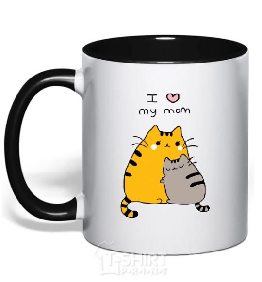 Mug with a colored handle I love my mum black фото