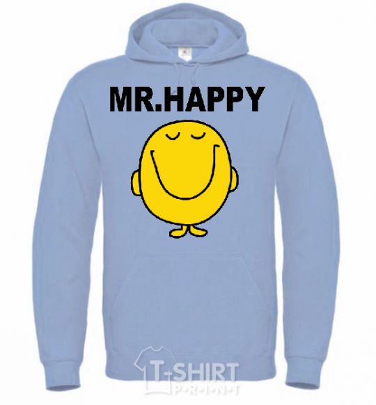 Men`s hoodie MR.HAPPY sky-blue фото