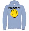 Men`s hoodie MR.HAPPY sky-blue фото
