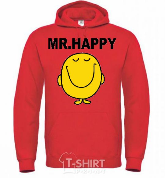 Men`s hoodie MR.HAPPY bright-red фото