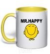 Mug with a colored handle MR.HAPPY yellow фото