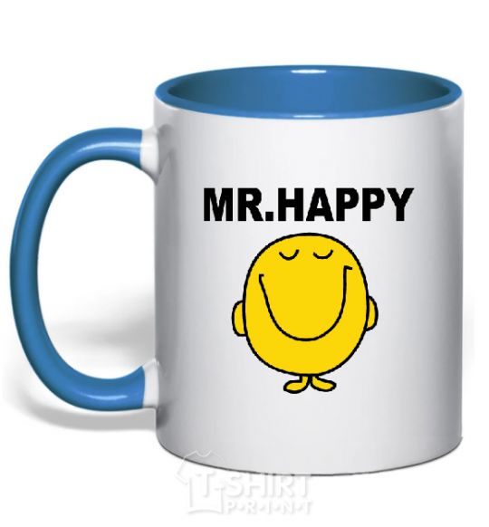 Mug with a colored handle MR.HAPPY royal-blue фото