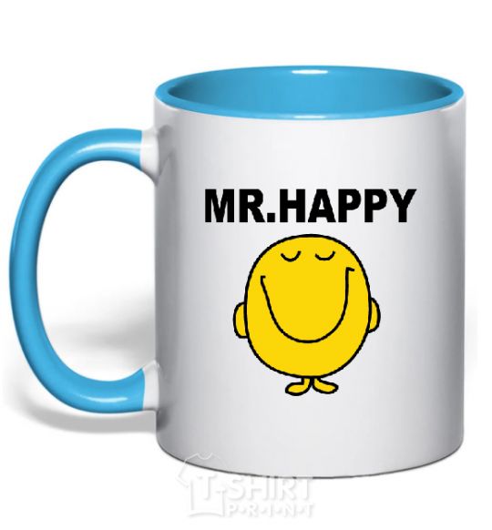 Чашка с цветной ручкой MR.HAPPY Голубой фото