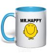 Mug with a colored handle MR.HAPPY sky-blue фото