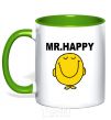 Mug with a colored handle MR.HAPPY kelly-green фото