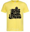 Мужская футболка Надпись PEACE LOVE MUSIC Лимонный фото