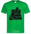 Мужская футболка Надпись PEACE LOVE MUSIC Зеленый фото