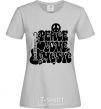 Women's T-shirt The inscription PEACE LOVE MUSIC grey фото