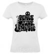 Women's T-shirt The inscription PEACE LOVE MUSIC White фото