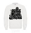 Sweatshirt The inscription PEACE LOVE MUSIC White фото