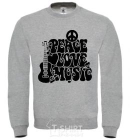 Sweatshirt The inscription PEACE LOVE MUSIC sport-grey фото