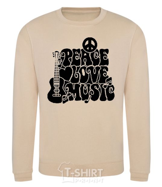 Sweatshirt The inscription PEACE LOVE MUSIC sand фото