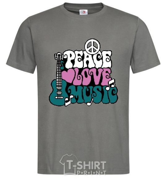 Мужская футболка Peace love music multicolour Графит фото