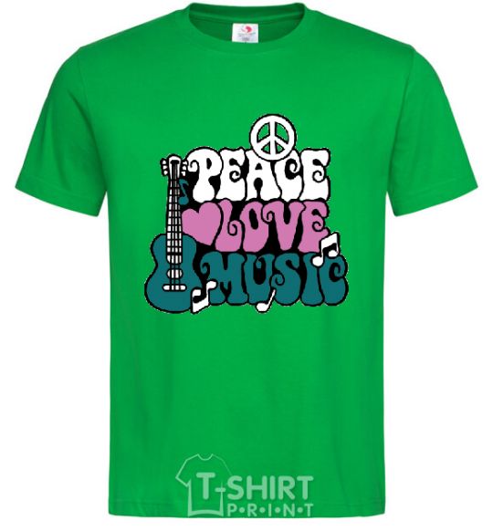 Мужская футболка Peace love music multicolour Зеленый фото
