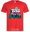 Мужская футболка Peace love music multicolour Красный фото