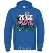 Men`s hoodie Peace love music multicolour royal фото