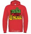 Men`s hoodie Peace love music multicolour bright-red фото