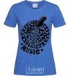 Women's T-shirt Peace love music guitar royal-blue фото