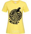 Women's T-shirt Peace love music guitar cornsilk фото