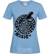Women's T-shirt Peace love music guitar sky-blue фото