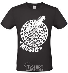 Men's T-Shirt Peace love music guitar black фото