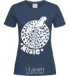 Women's T-shirt Peace love music guitar navy-blue фото