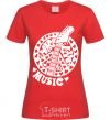 Women's T-shirt Peace love music guitar red фото