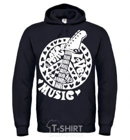 Men`s hoodie Peace love music guitar black фото