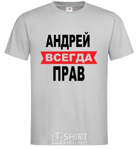 Мужская футболка АНДРЕЙ ВСЕГДА ПРАВ Серый фото