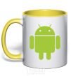 Mug with a colored handle ANDROID yellow фото