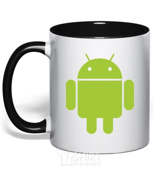 Mug with a colored handle ANDROID black фото