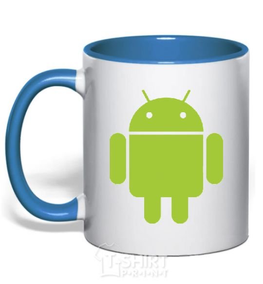 Mug with a colored handle ANDROID royal-blue фото