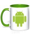 Mug with a colored handle ANDROID kelly-green фото